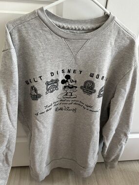 Disney Parks Gray Walt Disney World Mickey Embroidered Crewneck Sweatshirt